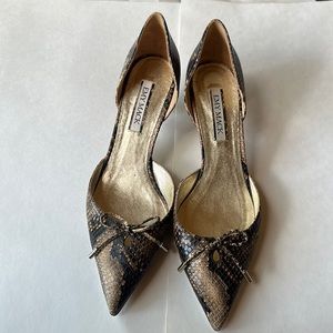 EMY MACK tan brown snake pumps